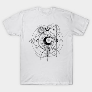 Mystical Astrology Floral Design T-Shirt